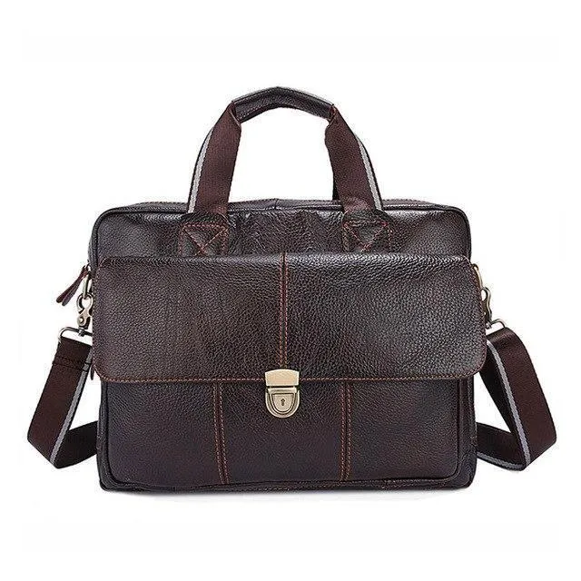 15 Inch Fashion Laptop Bag Men's Genuine Leather Briefcase Men Travel Business Bag Office Documents Bags