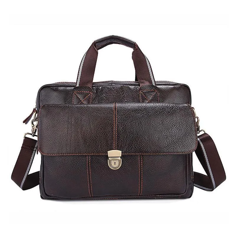 15 Inch Fashion Laptop Bag Men's Genuine Leather Briefcase Men Travel Business Bag Office Documents Bags