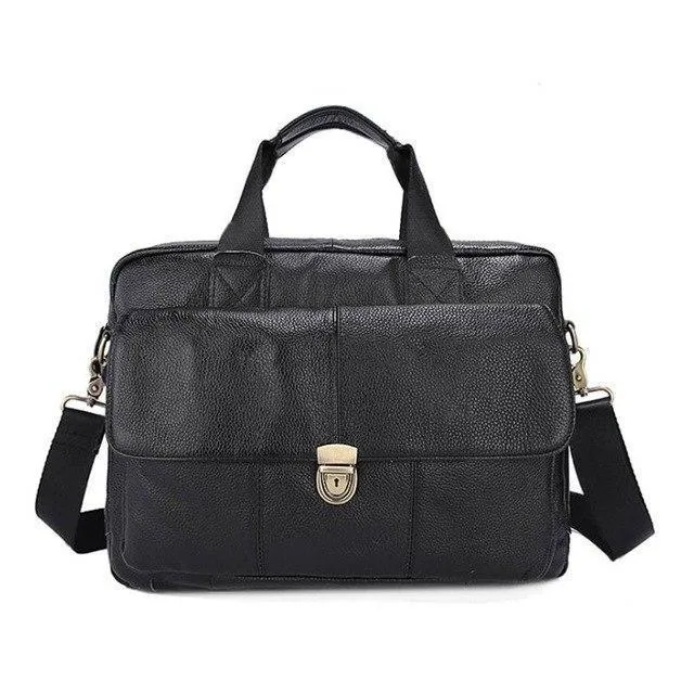 15 Inch Fashion Laptop Bag Men's Genuine Leather Briefcase Men Travel Business Bag Office Documents Bags