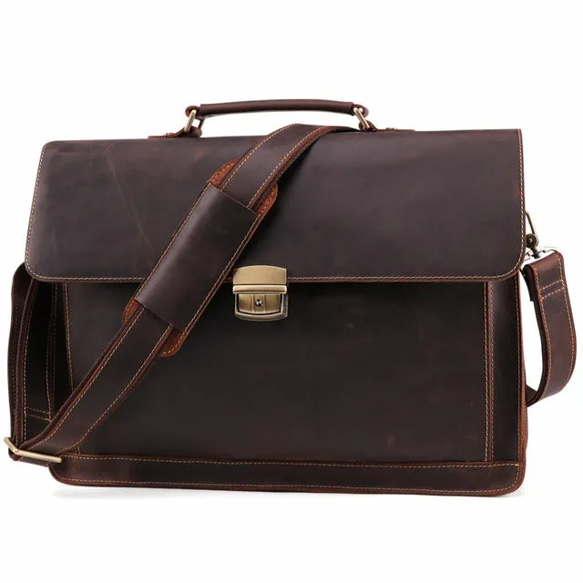 2019 Genuine Leather Men'S Briefcases Vintage Laptop Bag Business High Quality Male Handbags Causal