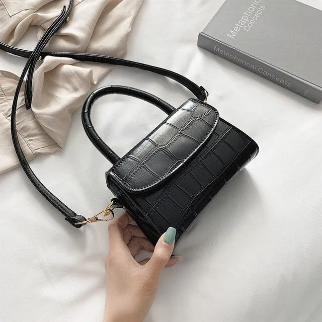 2021 Small Square Women'S Bags Fashion PU Leather Crossbody Bag Crocodile Pattern Chain Shoulder Messenger Bags Handbag