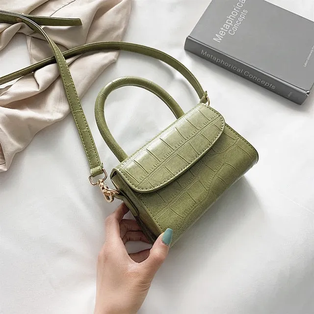 2021 Small Square Women'S Bags Fashion PU Leather Crossbody Bag Crocodile Pattern Chain Shoulder Messenger Bags Handbag