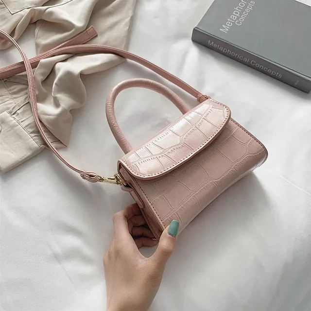 2021 Small Square Women'S Bags Fashion PU Leather Crossbody Bag Crocodile Pattern Chain Shoulder Messenger Bags Handbag
