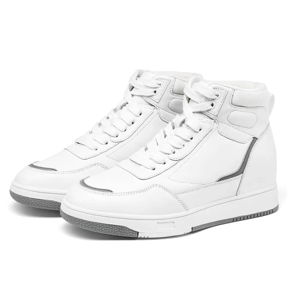 6 CM / 2.36 Inches CMR CHAMARIPA Height Increasing Shoes - White High Top Sneakers