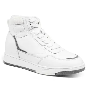 6 CM / 2.36 Inches CMR CHAMARIPA Height Increasing Shoes - White High Top Sneakers