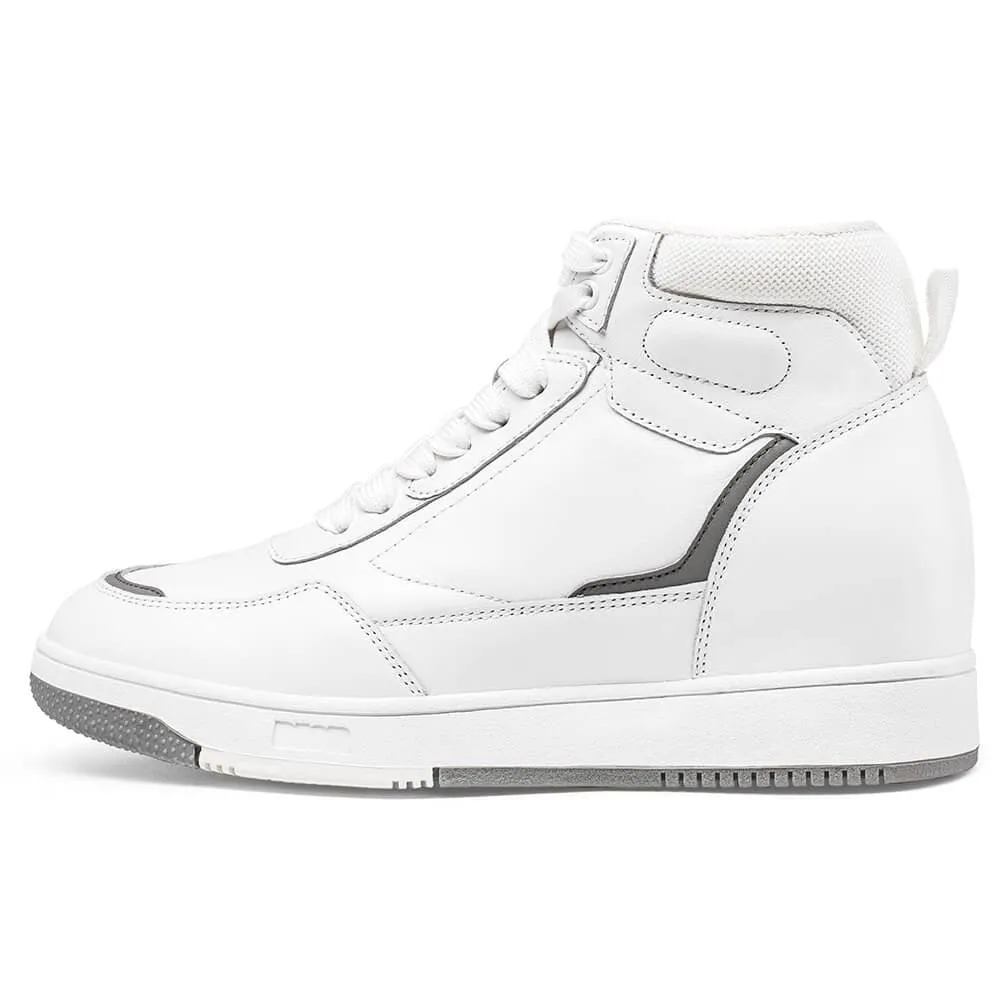 6 CM / 2.36 Inches CMR CHAMARIPA Height Increasing Shoes - White High Top Sneakers