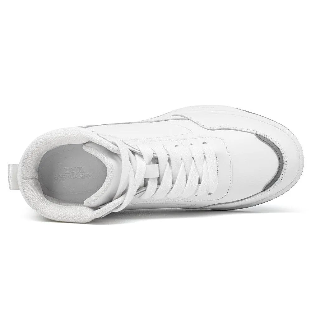 6 CM / 2.36 Inches CMR CHAMARIPA Height Increasing Shoes - White High Top Sneakers
