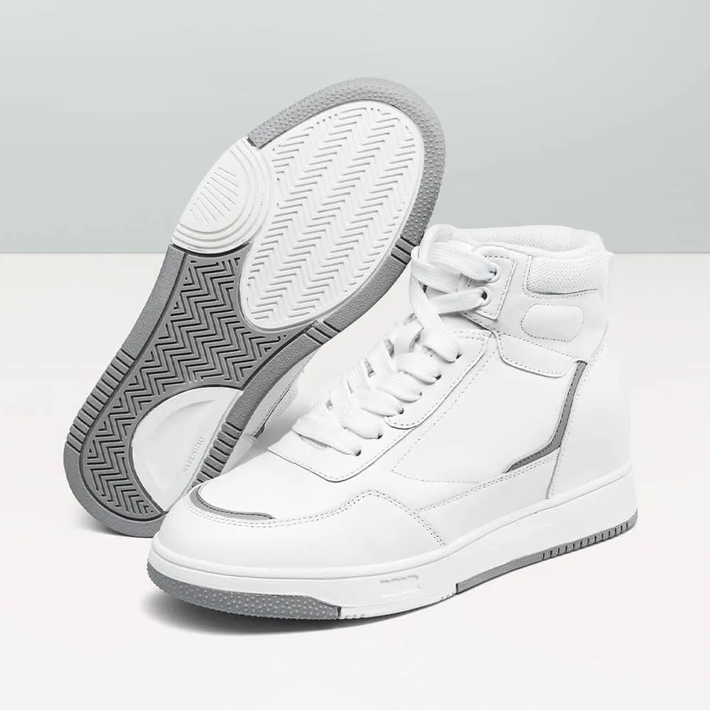 6 CM / 2.36 Inches CMR CHAMARIPA Height Increasing Shoes - White High Top Sneakers