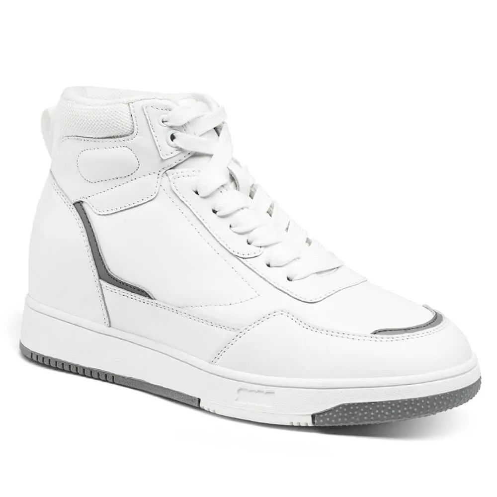 6 CM / 2.36 Inches CMR CHAMARIPA Height Increasing Shoes - White High Top Sneakers