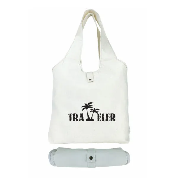 7 Oz. White Canvas Foldable Sling Tote Bag (Q891211)