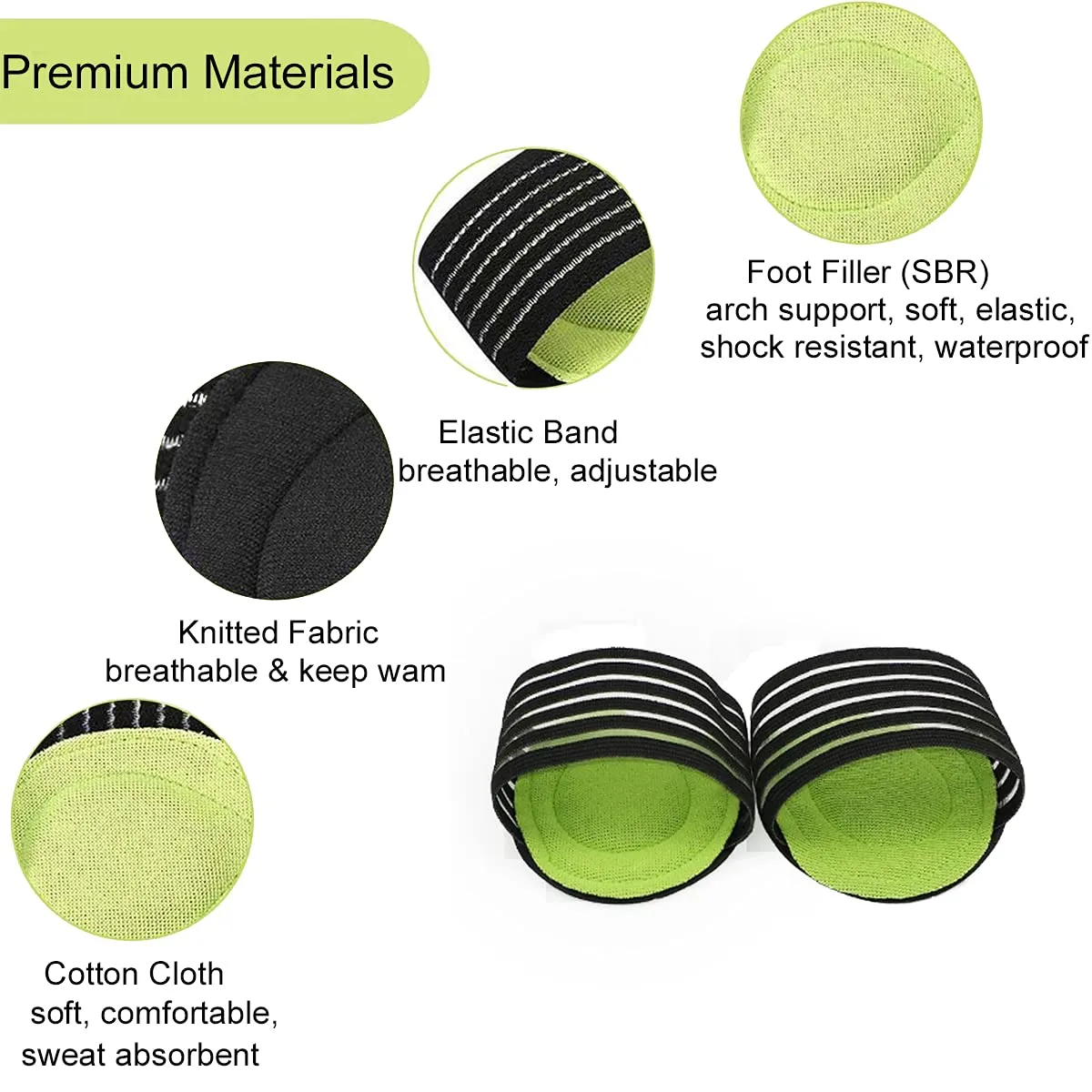 Arch Support, 2 Pair Extra Thick Compression Plantar Fasciitis Brace Cushioned Support Sleeves for Foot Pain Relief, Fallen Arches, Flat Feet