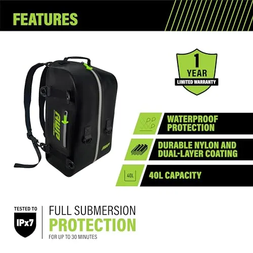 AWP 40L Waterproof Black Nylon Tool Bag Packpack
