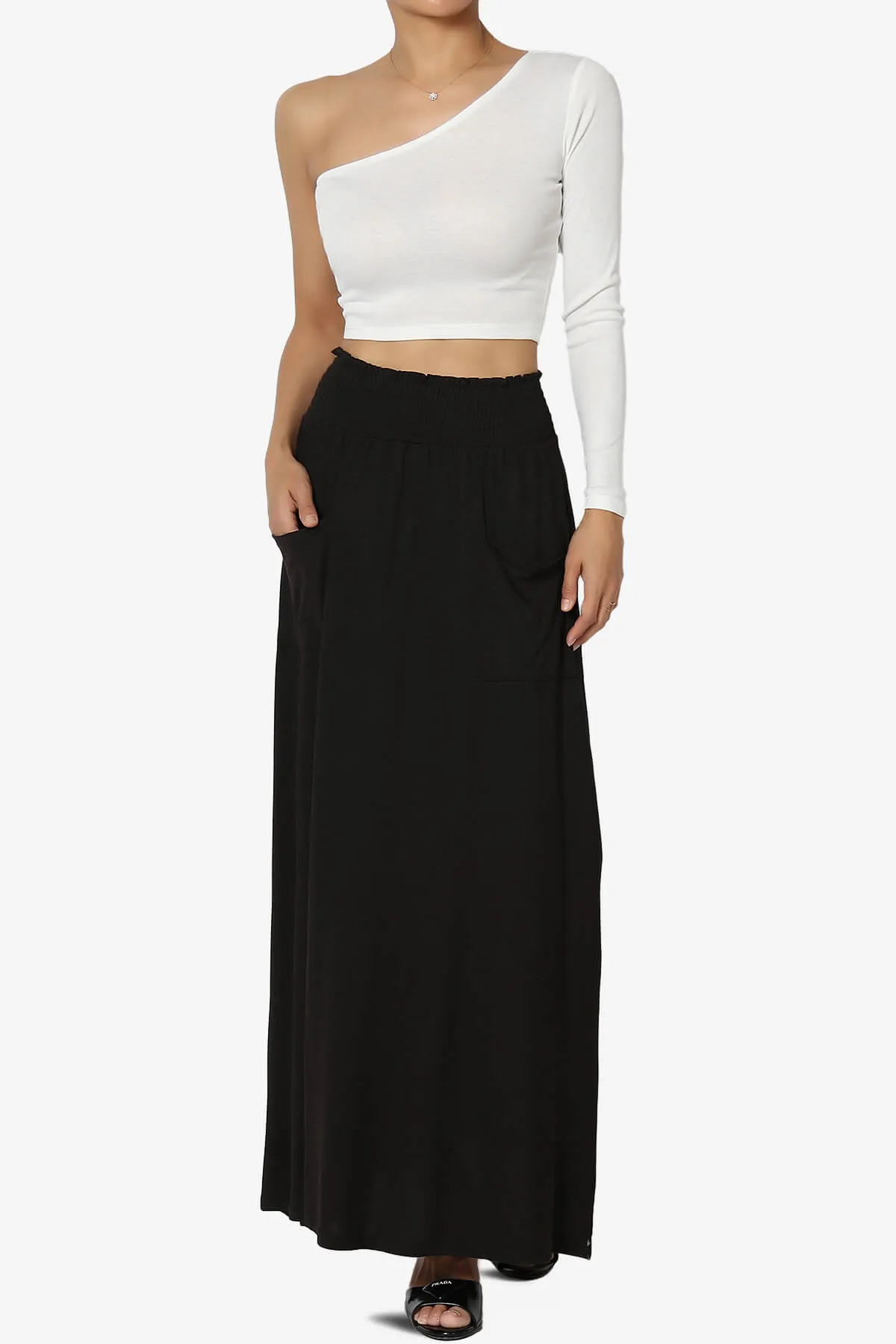 Azariah One Shoulder Long Sleeve Crop T-Shirt