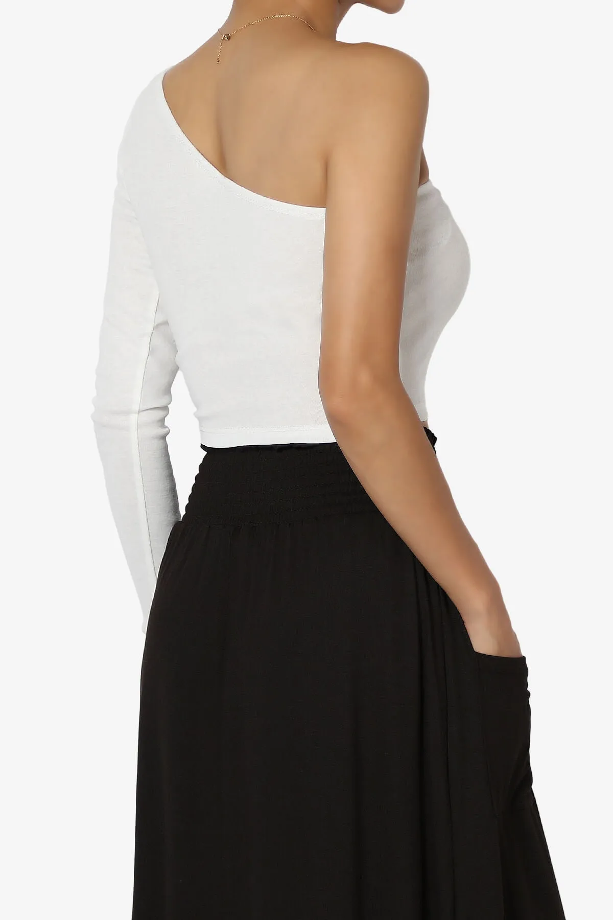 Azariah One Shoulder Long Sleeve Crop T-Shirt