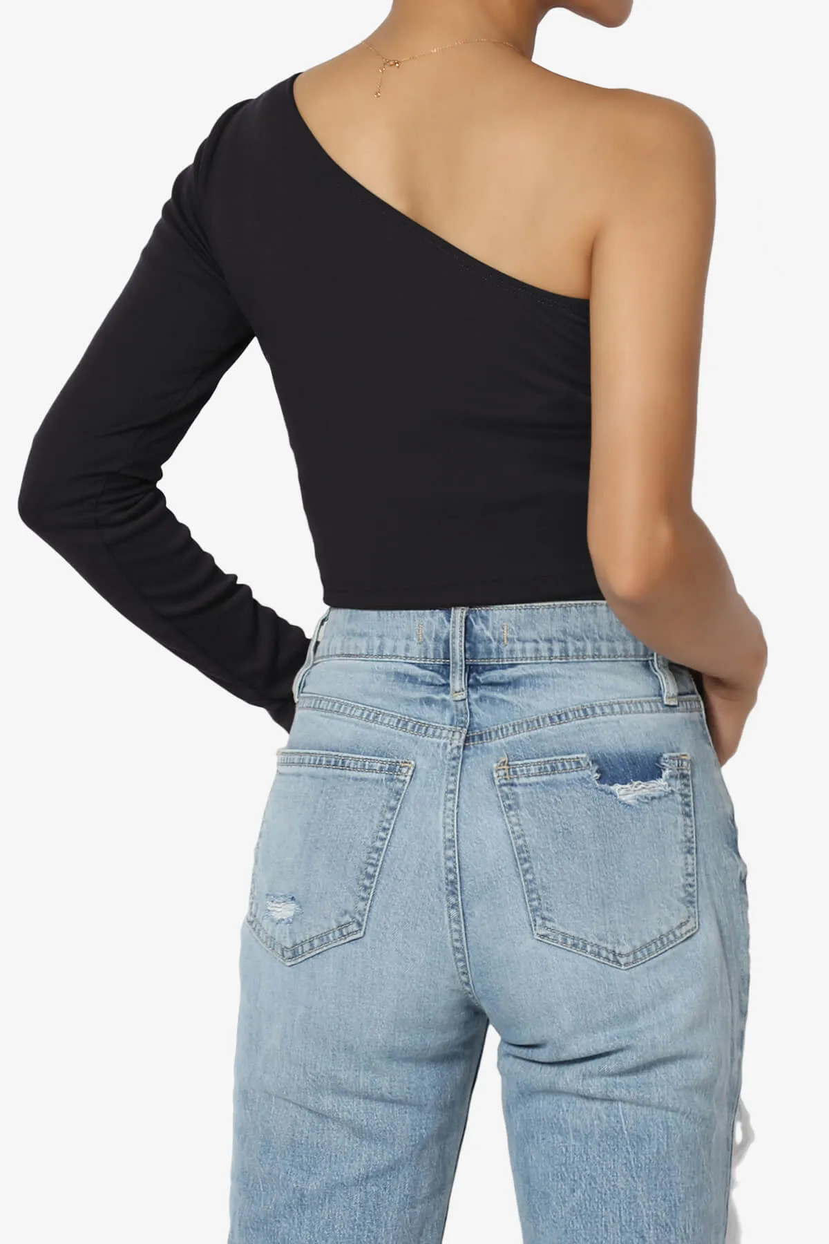 Azariah One Shoulder Long Sleeve Crop T-Shirt
