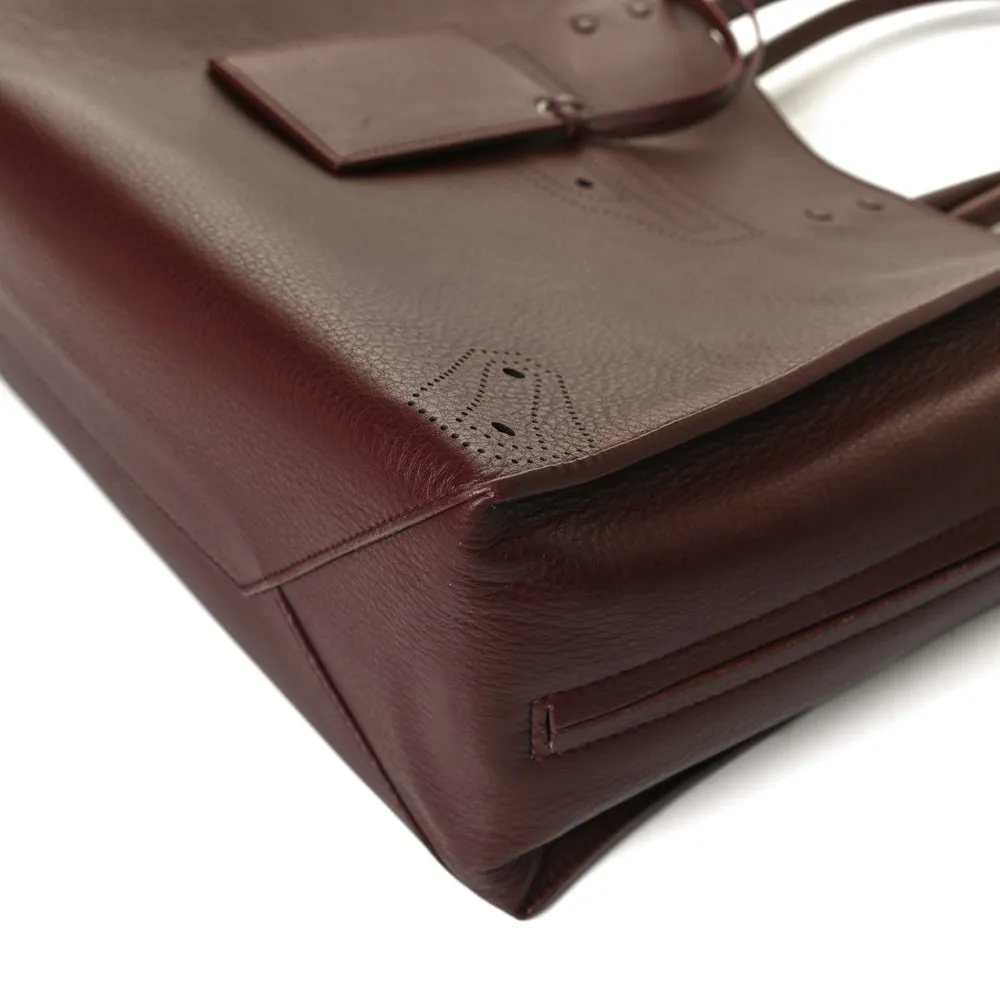 Balenciaga Bordeaux Red Calfskin Leather Papier Za Blackout B4 Perforated Leather Tote