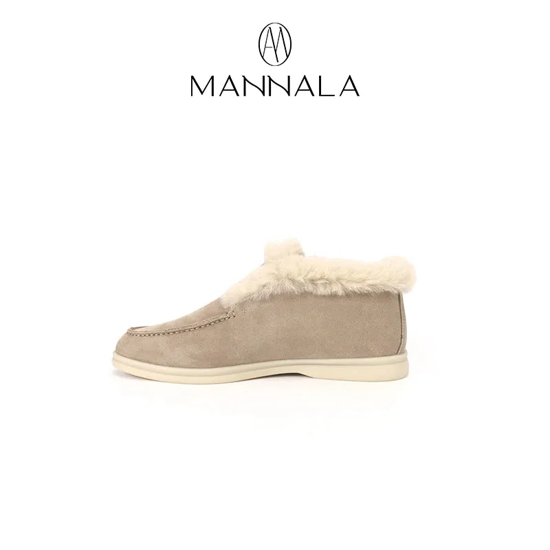 Beige Suede Snow Boots