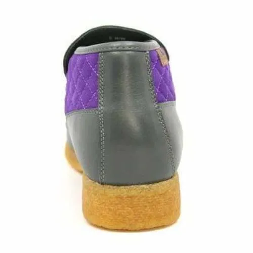 British Walkers Checkers Men's Gray and Purple Leather and Suede Slip On