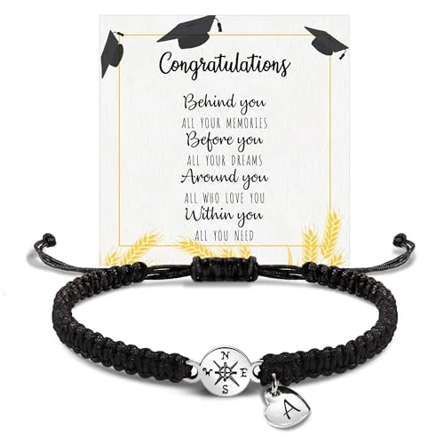 Btysun College Graduation Gifts for Her M Initial Bracelets for Women Teen Girls Daughter Niece Adjustable Braided Link Charm Bracelet Letter M Birthday Christmas Jewelry