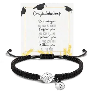 Btysun College Graduation Gifts for Her M Initial Bracelets for Women Teen Girls Daughter Niece Adjustable Braided Link Charm Bracelet Letter M Birthday Christmas Jewelry