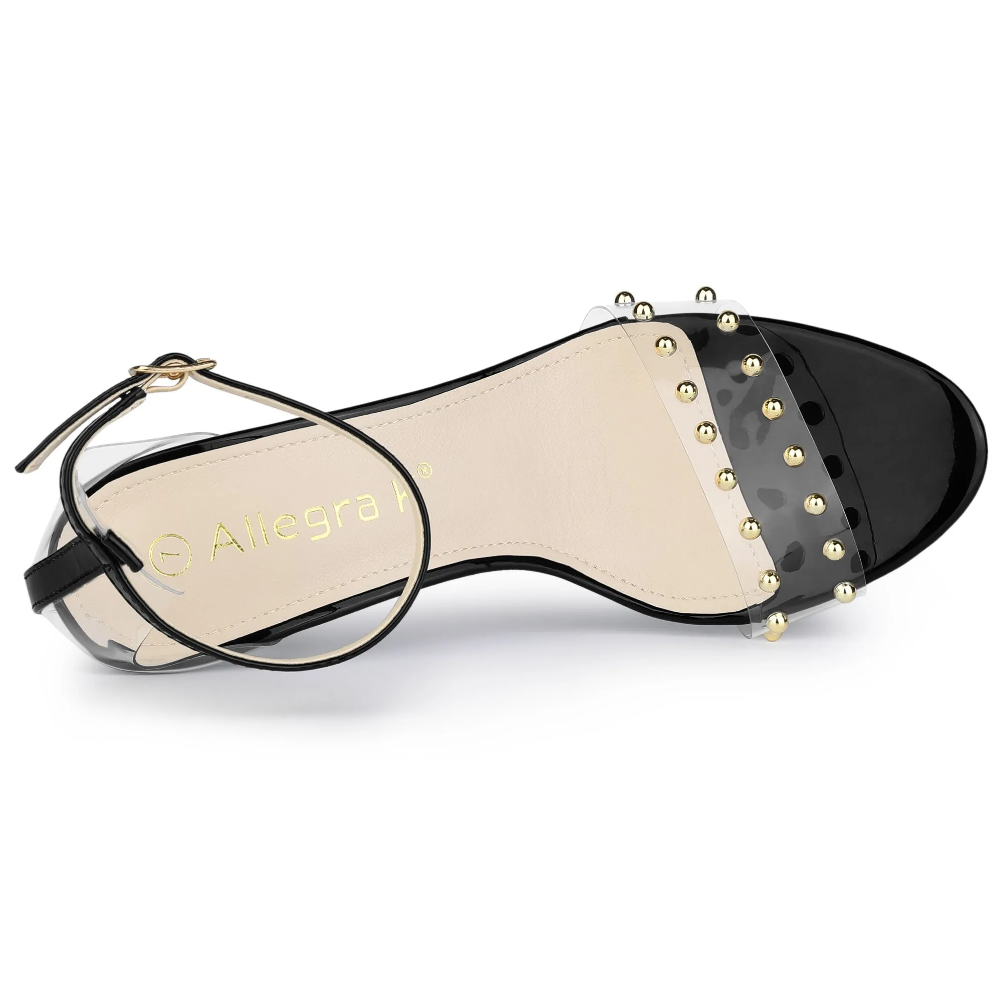 Buckle Closure Clear Block Heel Ankle Strap Sandals