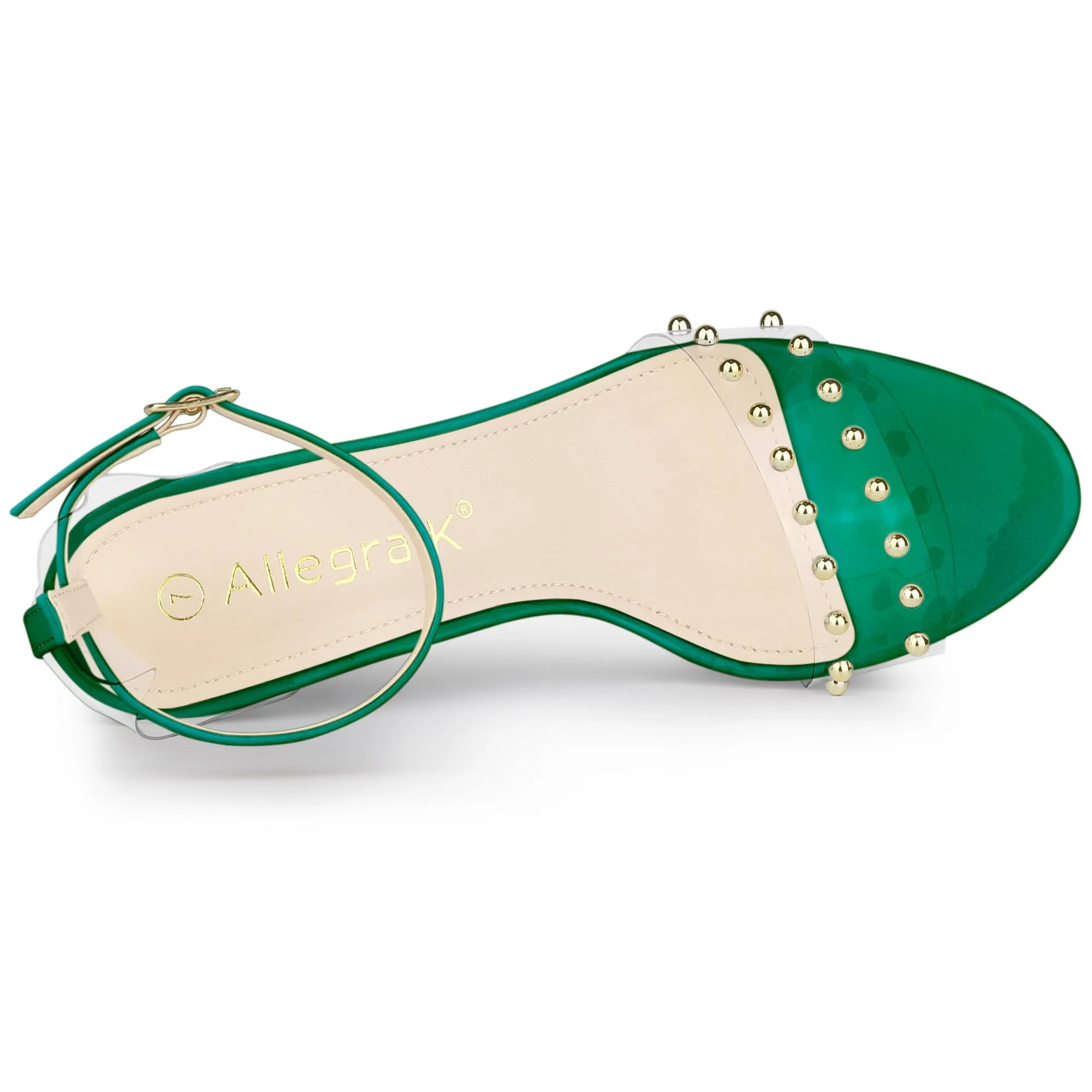 Buckle Closure Clear Block Heel Ankle Strap Sandals