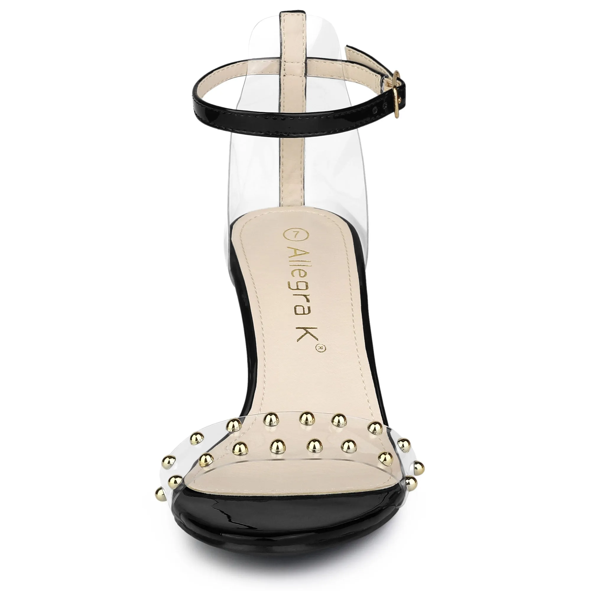 Buckle Closure Clear Block Heel Ankle Strap Sandals