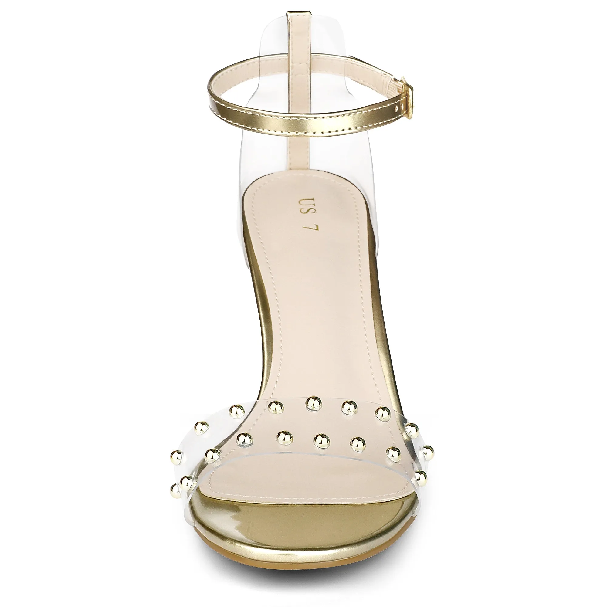 Buckle Closure Clear Block Heel Ankle Strap Sandals