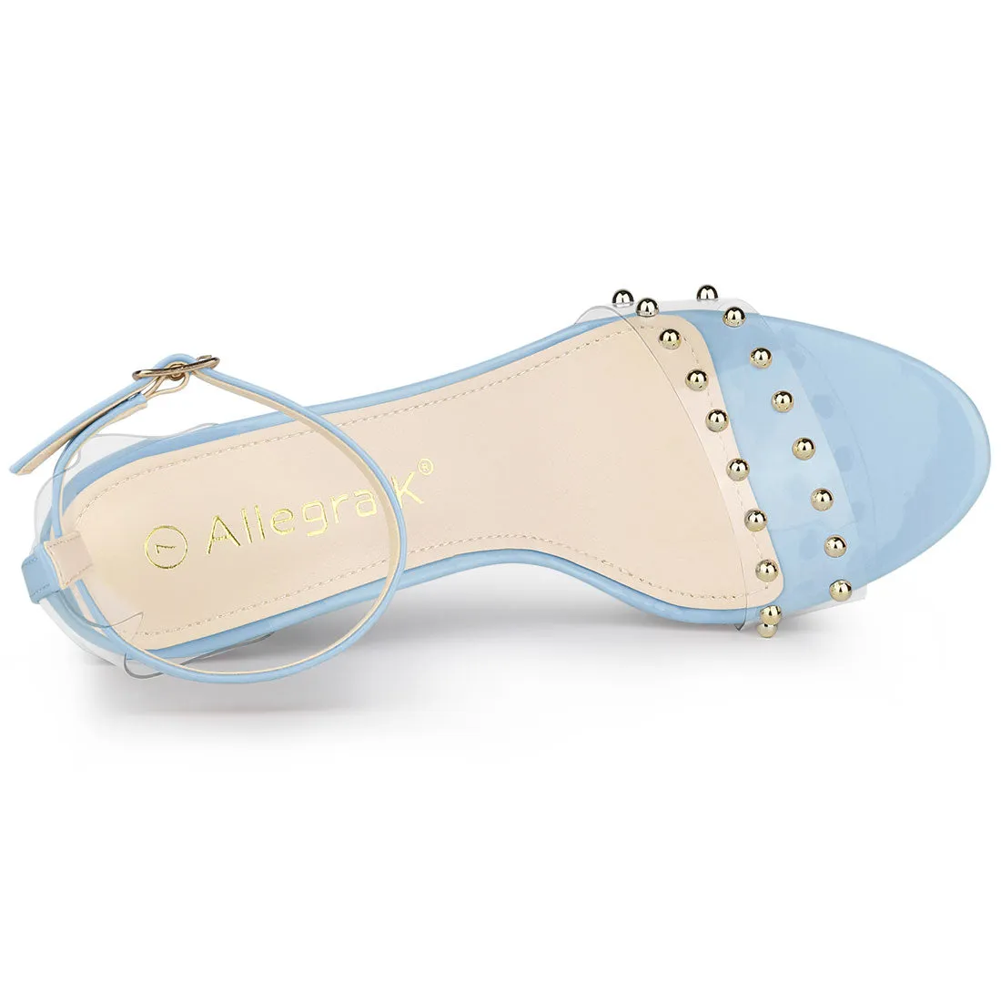 Buckle Closure Clear Block Heel Ankle Strap Sandals