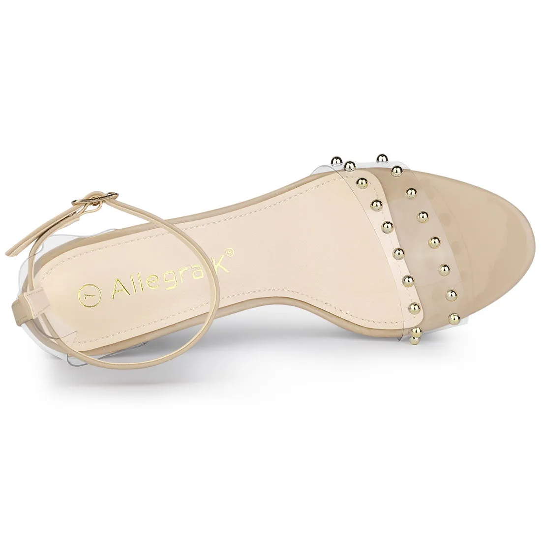 Buckle Closure Clear Block Heel Ankle Strap Sandals