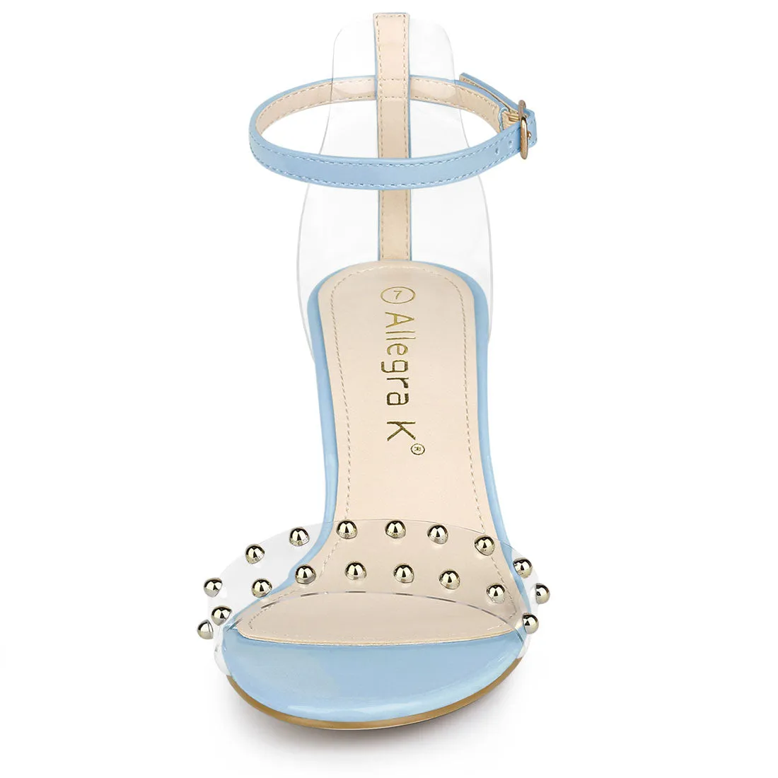 Buckle Closure Clear Block Heel Ankle Strap Sandals