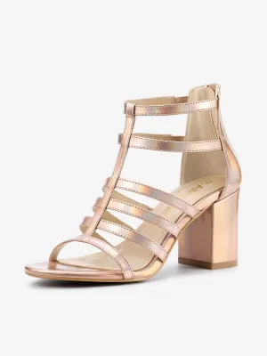 Cage Strappy Gladiators Chunky Heel Sandals