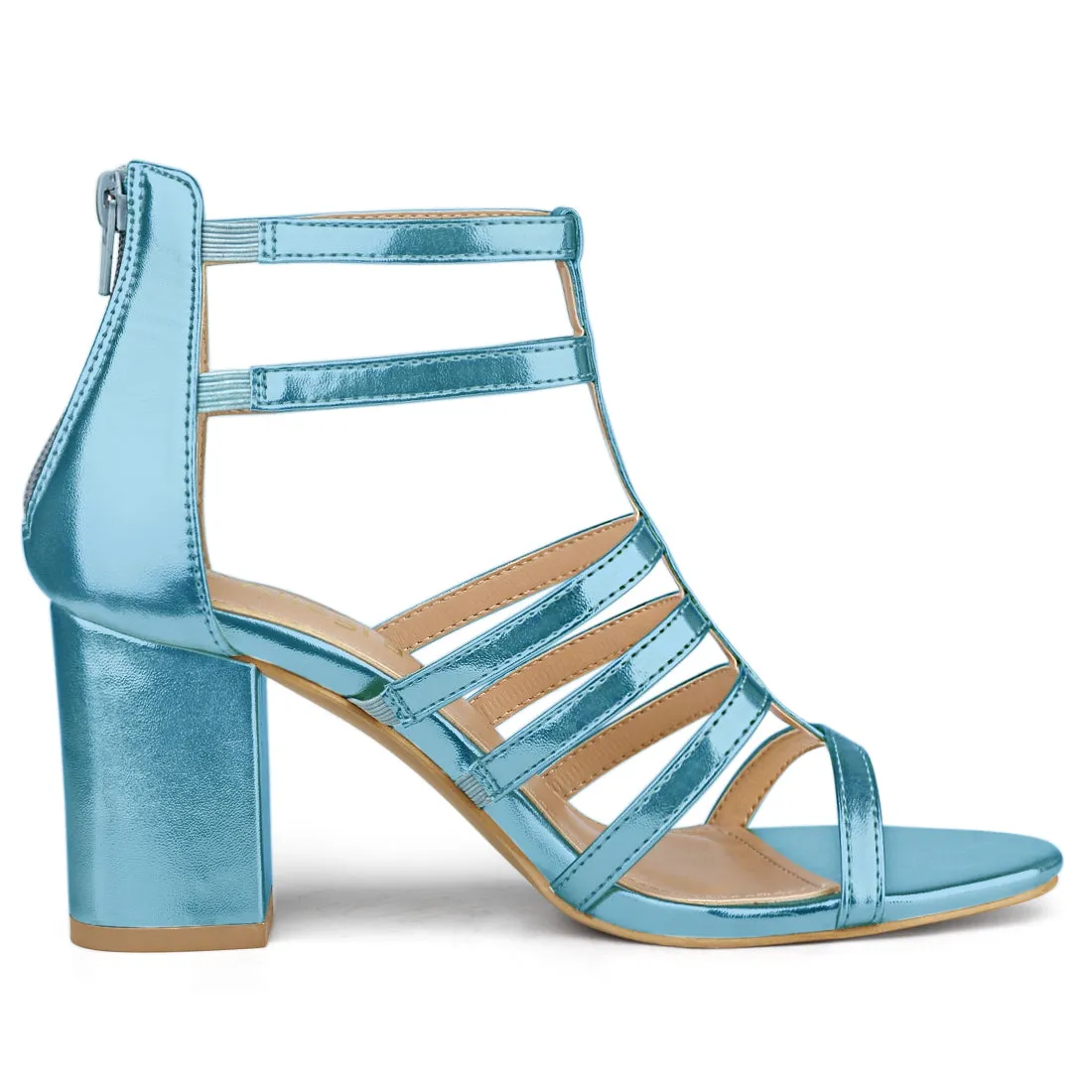 Cage Strappy Gladiators Chunky Heel Sandals