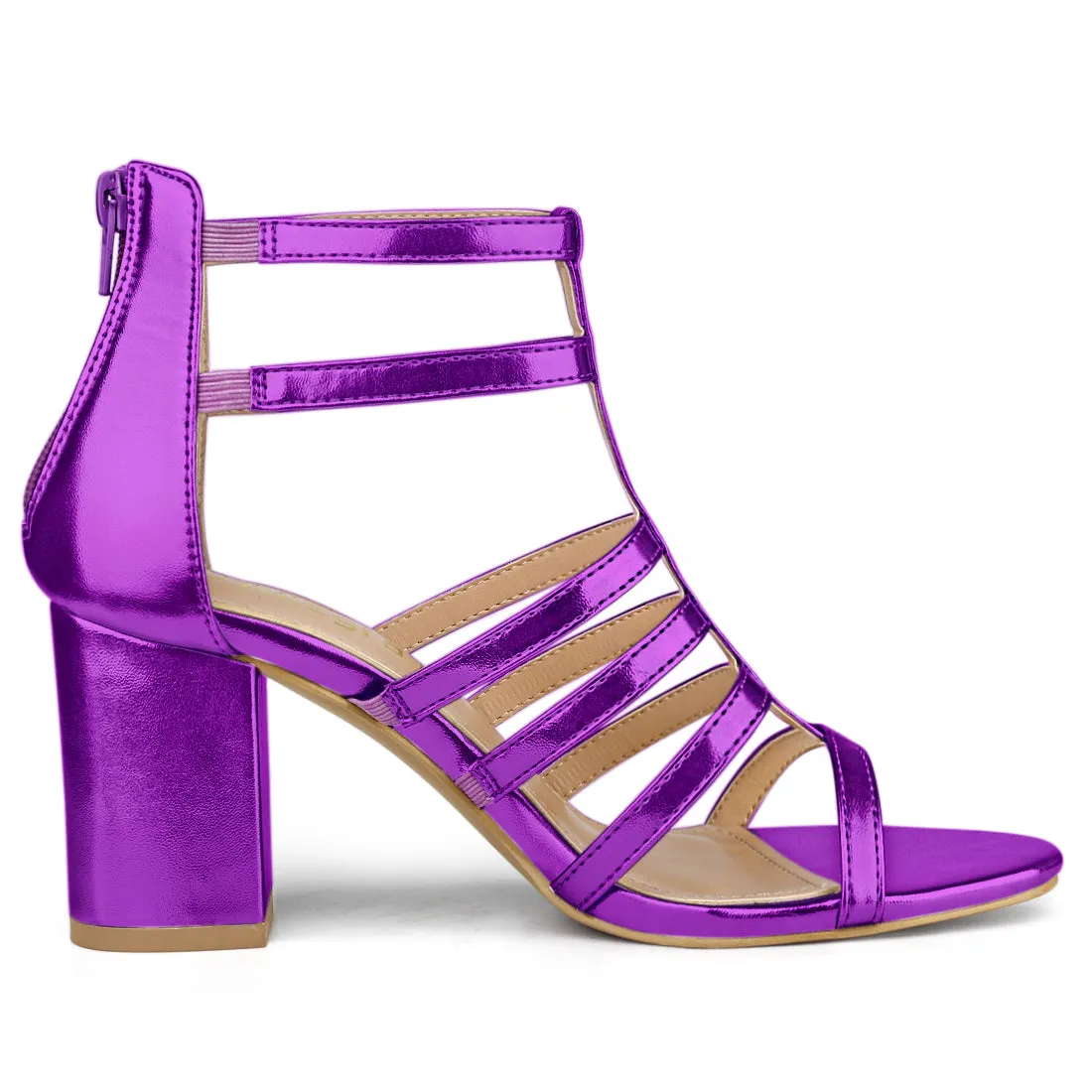 Cage Strappy Gladiators Chunky Heel Sandals