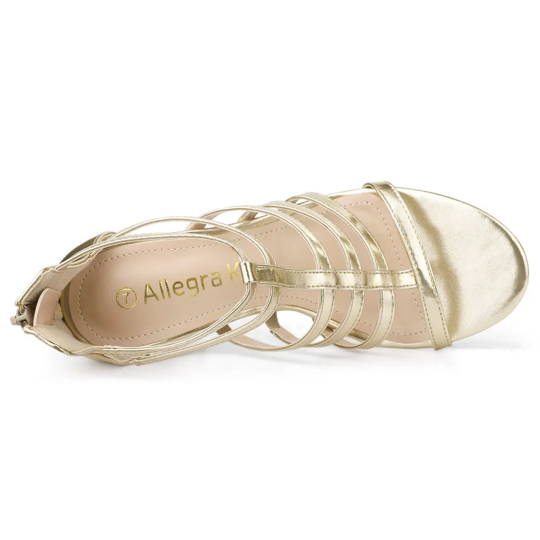 Cage Strappy Gladiators Chunky Heel Sandals