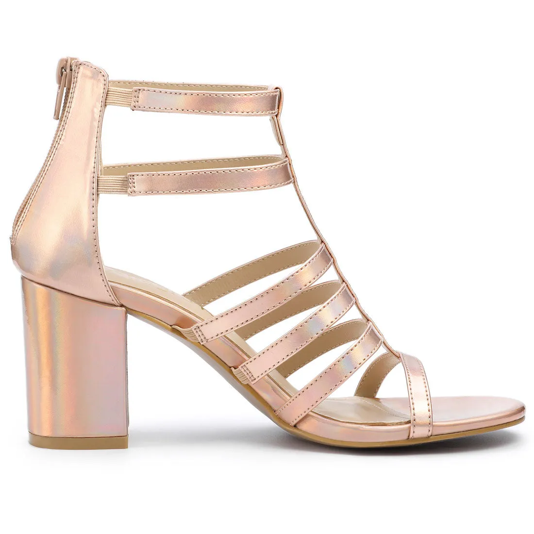 Cage Strappy Gladiators Chunky Heel Sandals