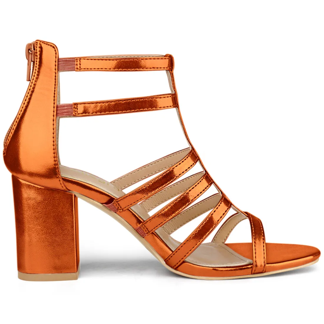 Cage Strappy Gladiators Chunky Heel Sandals