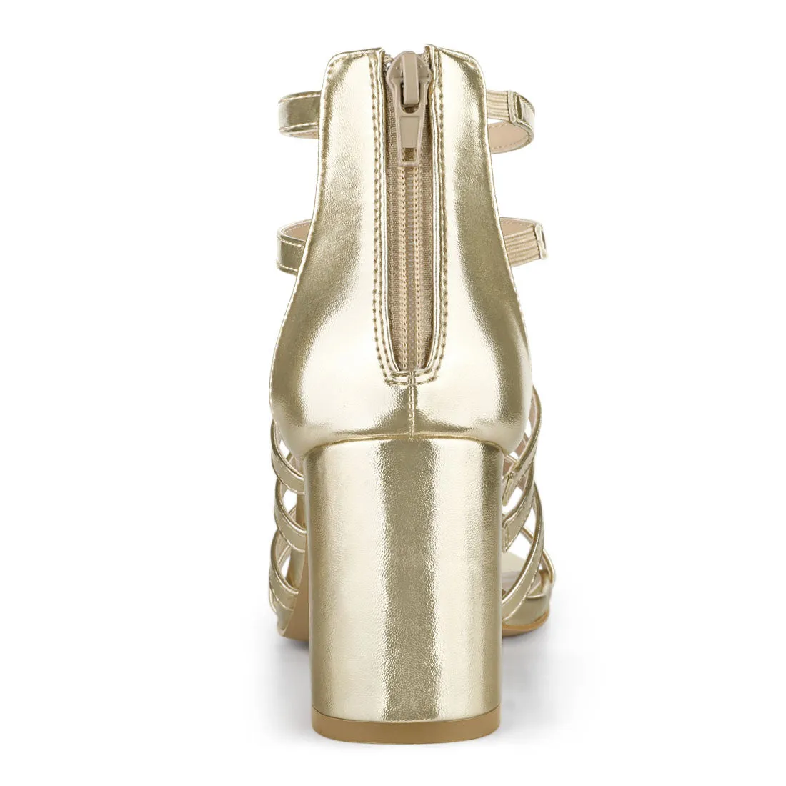 Cage Strappy Gladiators Chunky Heel Sandals