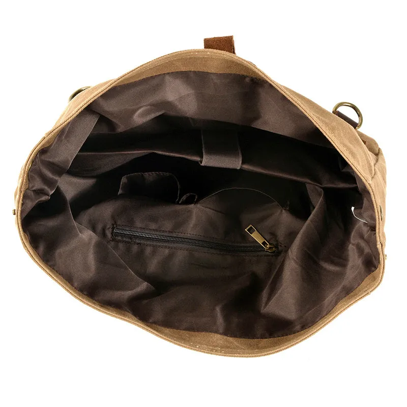 Canvas Messenger Bag Waterproof Canvas With Leather Shoulder Bag Waxed Canvas Crossbody Bag