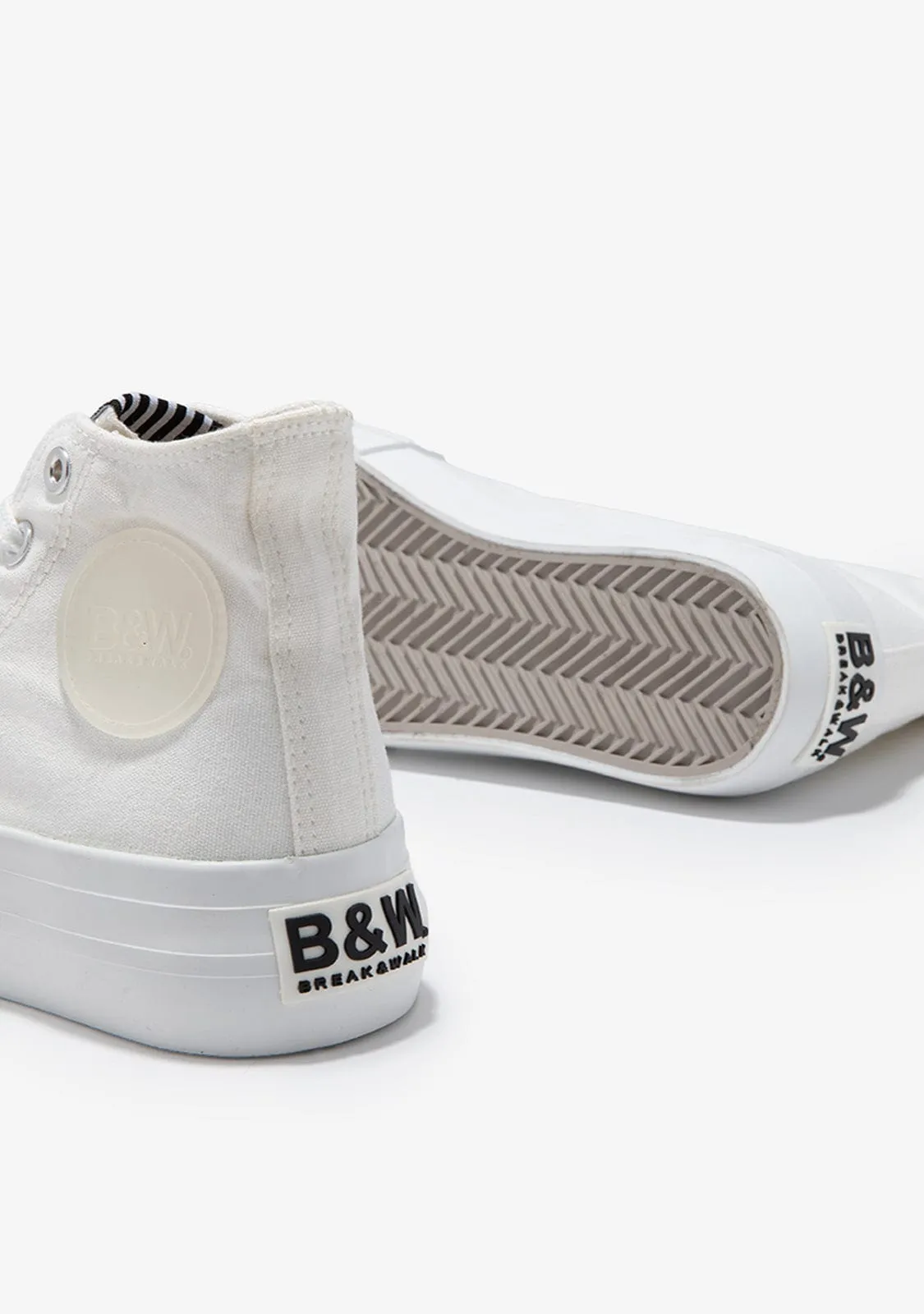 Canvas Platform High Top Sneakers White B&W