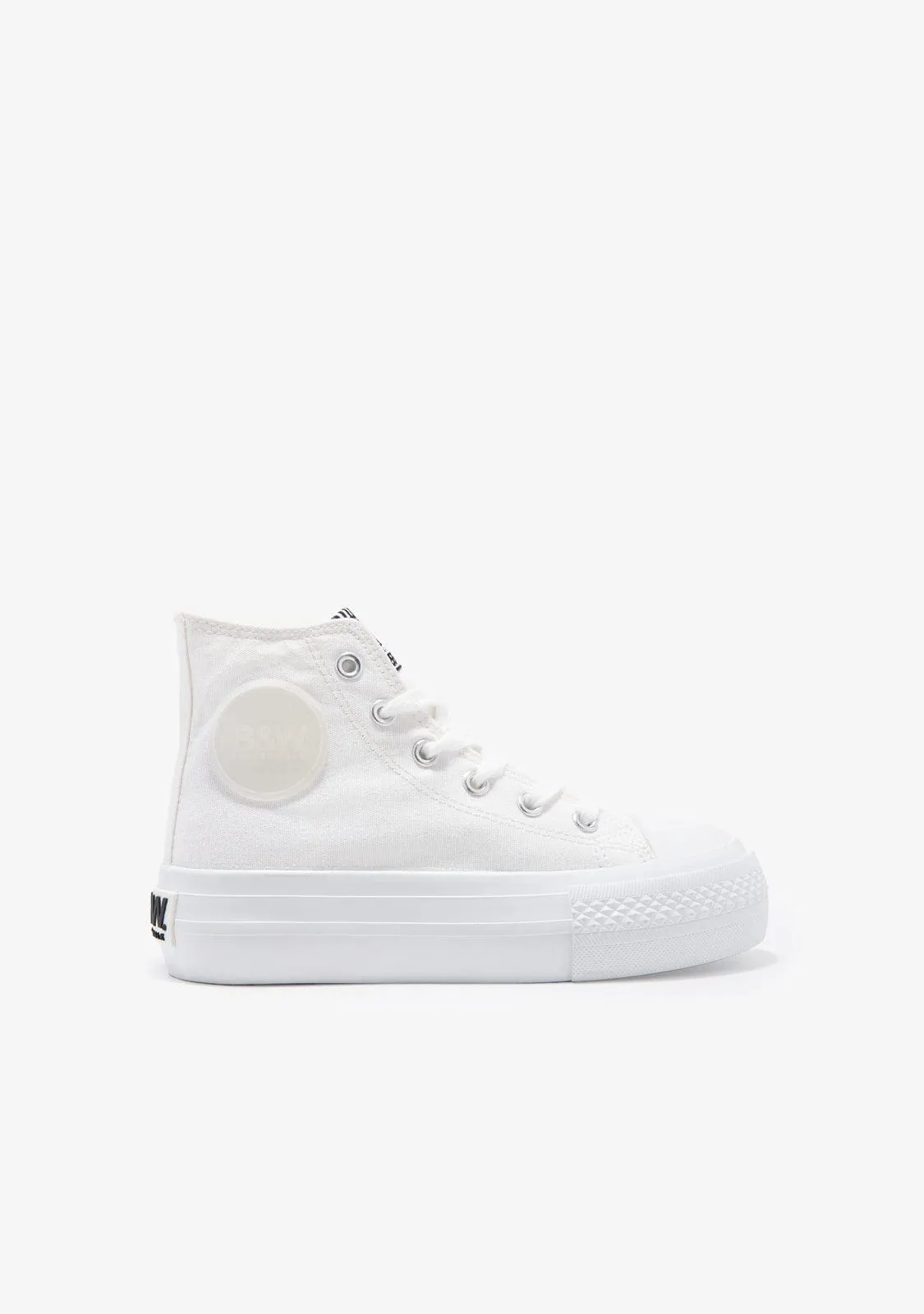 Canvas Platform High Top Sneakers White B&W