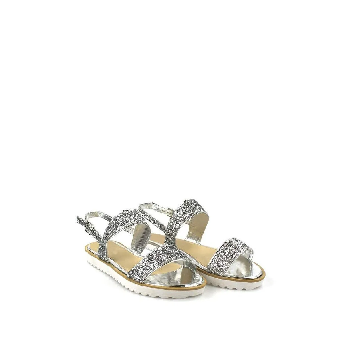 CASEY Flat Anklestrap Glitter Sandal
