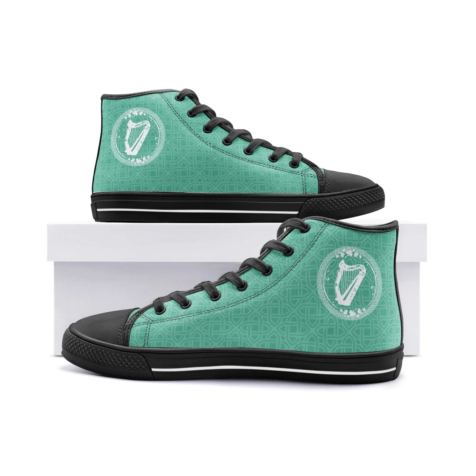 Celtic Irish Harp High Top Canvas Shoes