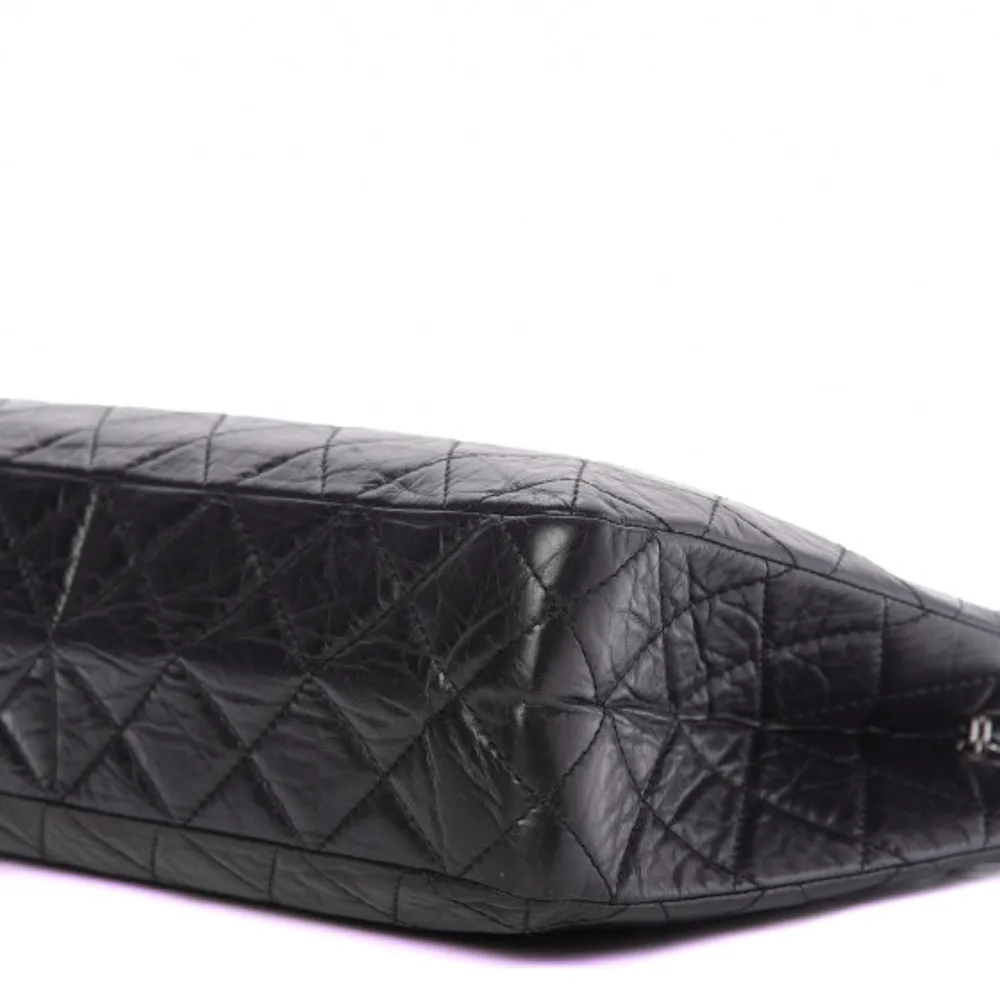Chanel Black Aged Calfskin Quilted Reissue 2.55 Tote Bag
