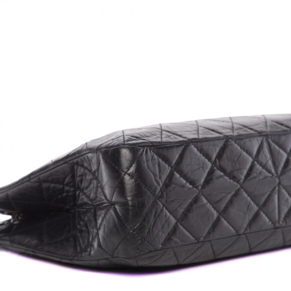 Chanel Black Aged Calfskin Quilted Reissue 2.55 Tote Bag