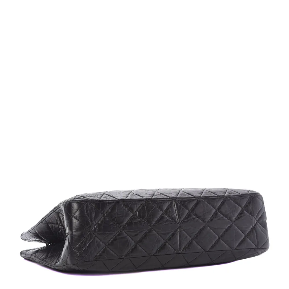 Chanel Black Aged Calfskin Quilted Reissue 2.55 Tote Bag