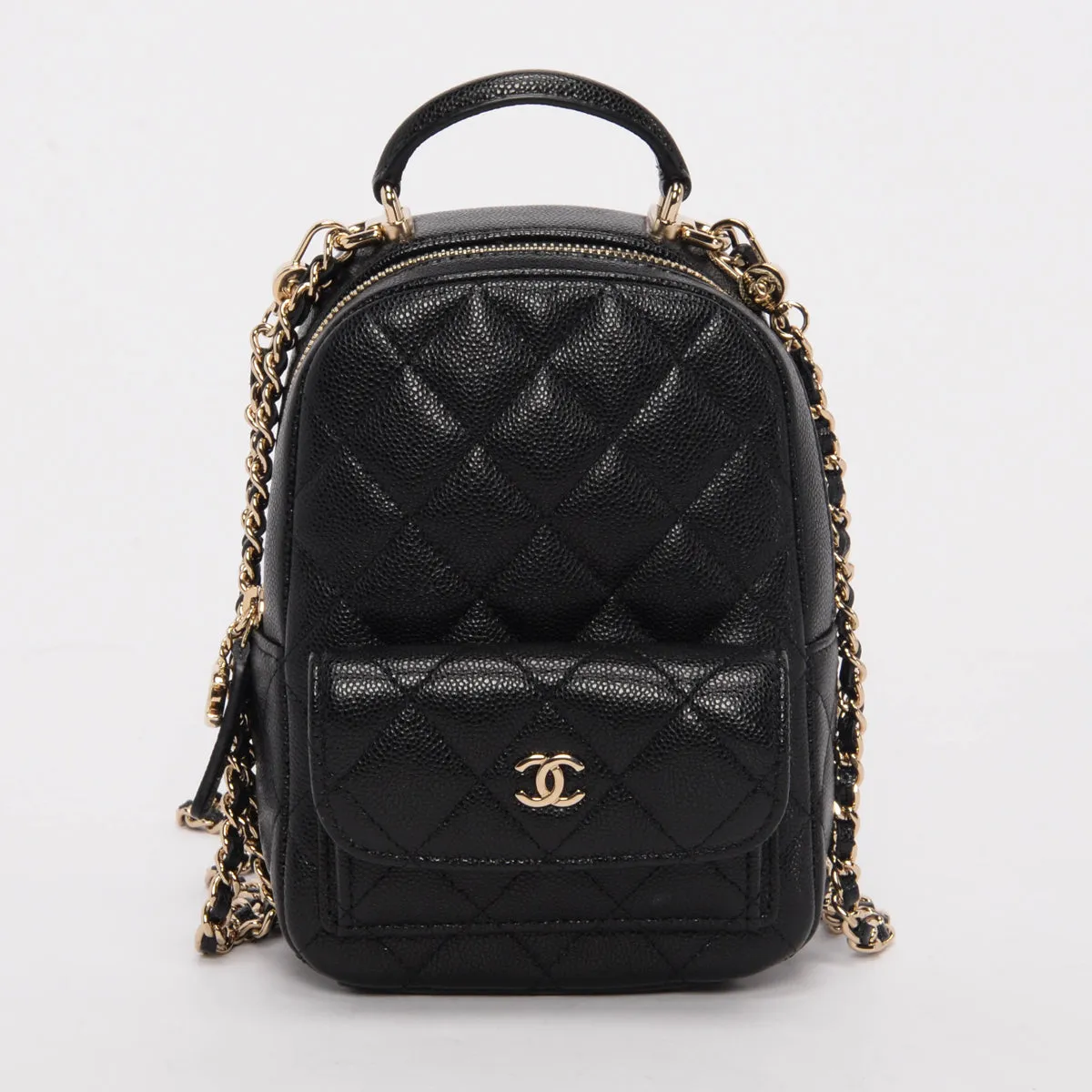 Chanel Black Quilted Caviar Mini Backpack