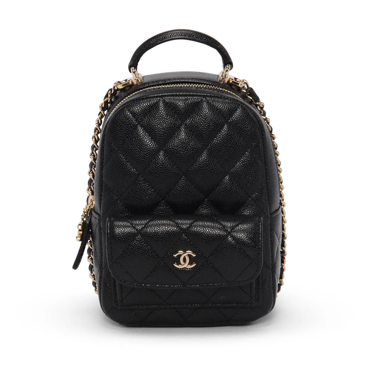 Chanel Black Quilted Caviar Mini Backpack