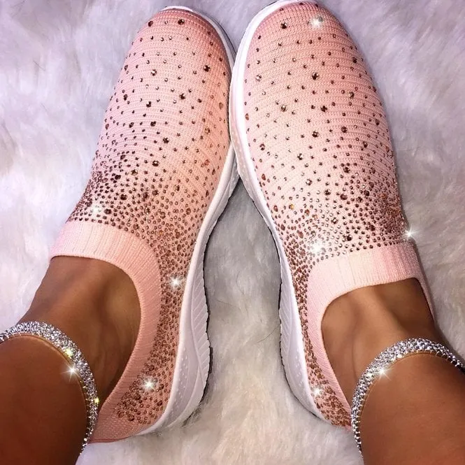 Comelyy Women's Crystal Breathable Slip-On Walking Shoes