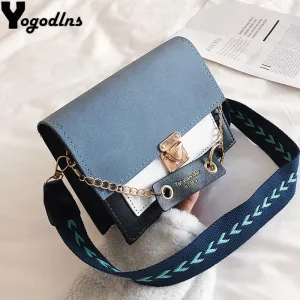 Contrast color Leather Crossbody Bags For Women Travel Handbag Fashion Simple Shoulder Messenger Bag Ladies CrossBody Bag